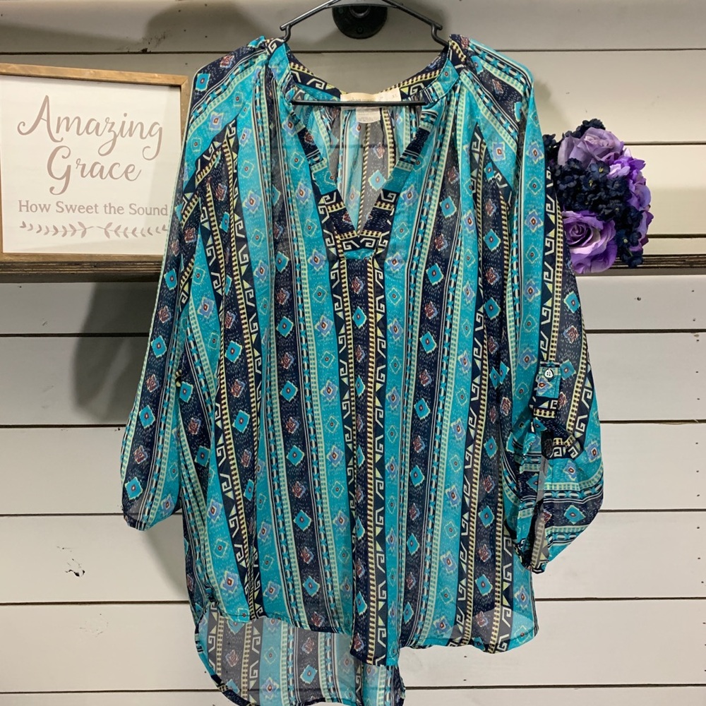 Urban Mangoz 3/4 Sleeve Aztec Blouse